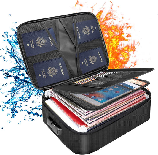 DocSafe 5200°F Document Organizer with Lock, Upgraded Heat Insulated Fireproof＆Water-Resistant Box 8 Layers File Organizer, Portable Home Travel Safe Storage for Important Documents and More