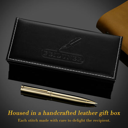 BEILUNER Luxury Gel Pen with 24K Gold Finish, Black Piano Lacquer, Luxury Grade Craftsmanship, Best Pen Gift Set for Men and Women, Professional, Executive, Office, Retractable Nice Pens