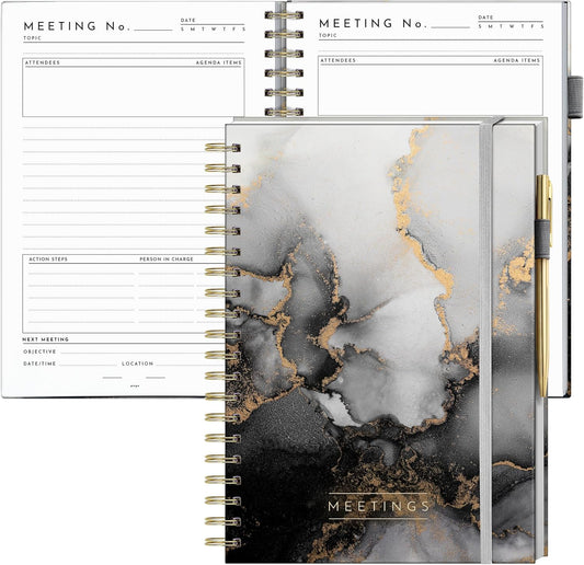 Executive Professional Meeting Notebook with Pen - High-End Hardcover Business Planner Organizer for Work, School & Office, 10.5" x 8", 200 Pages