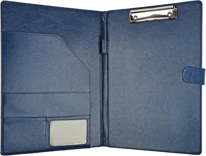 Professional Padfolio with Clipboard, Faux Leather Portfolio Folder Binder, Legal Pad Holder for A4 Letter Size Notepad, Resume, Writing Pad, Ideal Organizer for Business Office Conference, Black