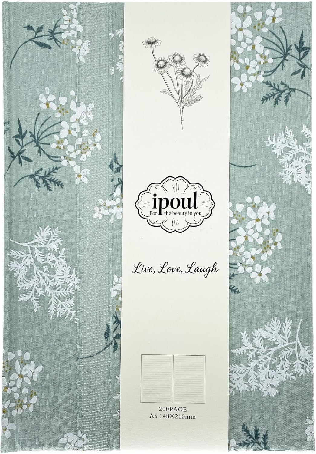 ipoul Flower Notebook, A5, 6x8, Hardcover, Lay Flat, Lined Paper, Journal for Women, Writing Notebook, Pretty, Hibiscus, Pink, Birthday Gifts for Women, Wedding Shower Gifts, Mothers Day Gift