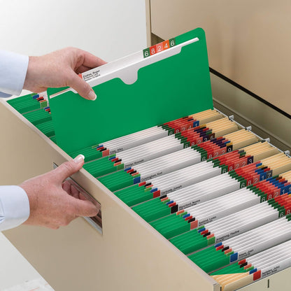 Smead File Jacket, Reinforced Straight-Cut Tab, Flat-No Expansion, Letter Size, Green, 100 per Box (75503)