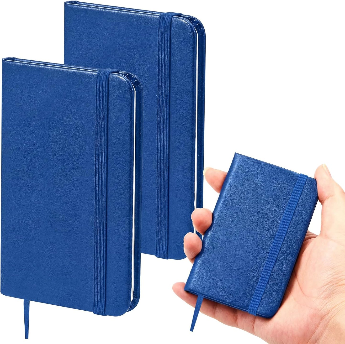 Qeeenar 10 Pcs Mini Black Brown Blue Leather Pocket Notebook Bulk, 4 x 2.5 Inch Small Journal Note Book, 50 Sheets Hardcover Tiny Notepad Lined for Office Home School Writing Supplies