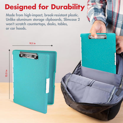 Dexas Slimcase 2 Plastic Clipboard with Storage and Side Opening, Black, Office Supplies Clipboards to Organize, Carry and Store, A4 Holder, Style and Functionality Nursing Clipboards