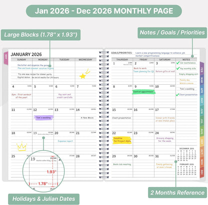 2026 Appointment Book, 30 Minutes-Hourly, Weekly ＆ Monthly Calendar Planner 2026, Jan 2026 - Dec 2026, 8.5'' x 11'', 2026 Daily Planner with Tabs ＆Pocket, Flexible Cover, Great for Office, Home, School