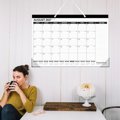 GuassLee Desk Calendar 2026-2027 - 19 Months Academic Calendar 17" × 11.5" Desktop Calendar from Jun. 2026 to Dec. 2027 with Julian Date for Home School Office Desk Top Organizing