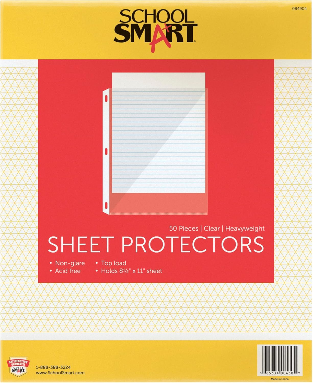 School Smart Top Load Heavyweight Polypropylene Non Glare Sheet Protectors - Pack of 50 - Clear - 084904