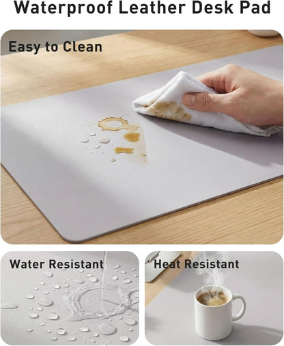 Aothia Non-Slip Waterproof PU Leather Desk Pad Protector for Mouse, Writing Desk, Office, Home, Laptop Blotter, 23.6" x 13.7", Black - Colors A