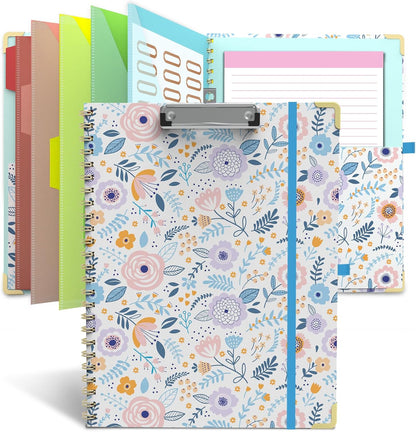 Clipboard Folio with Storage Clipboards Padfolio Notebook for Letter Size (11" x 8.5"), Pink Clipboards with 10 Pockets and 5 Folders Nursing Teacher School Essentials (Stay Positive)
