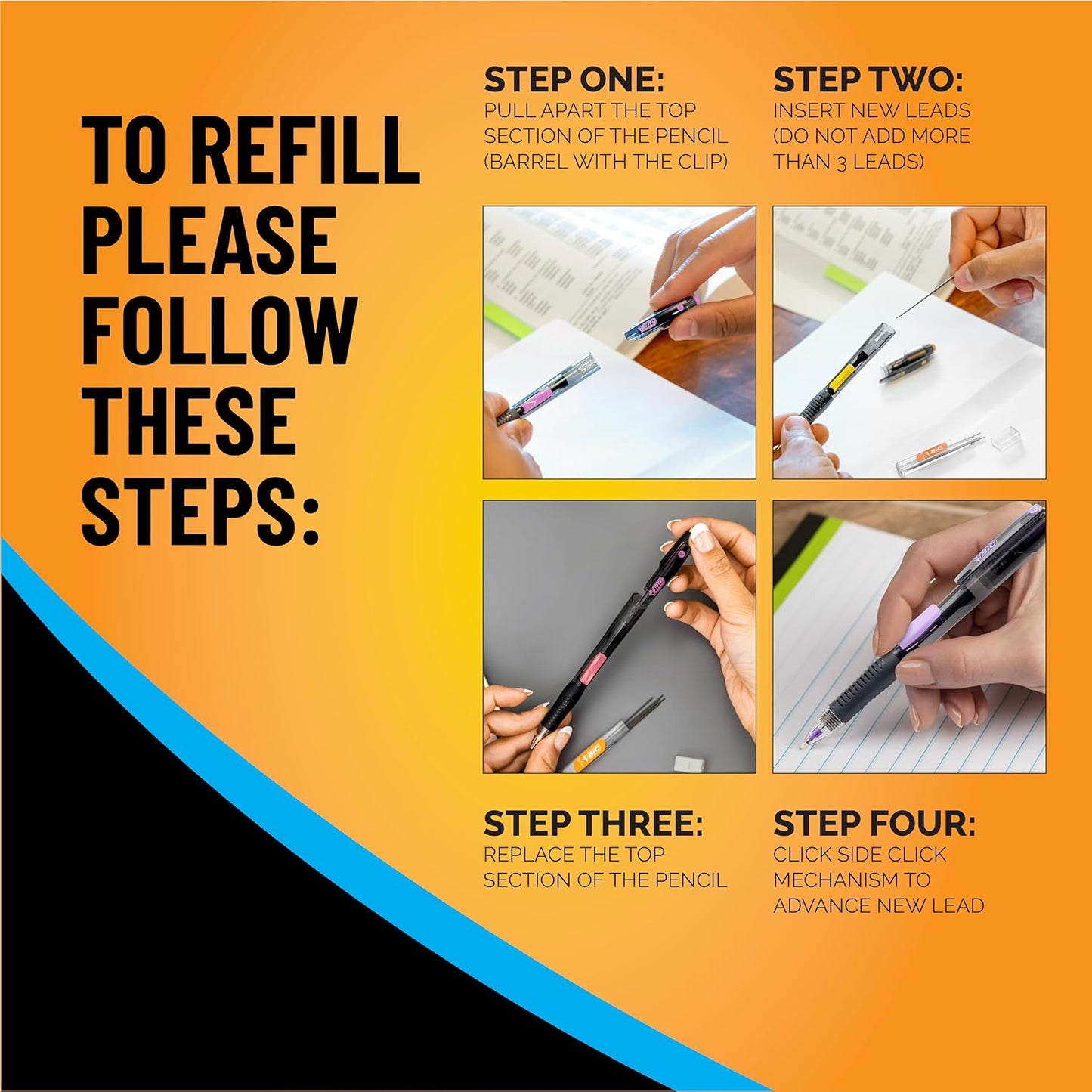 BIC Break Resistant Mechanical Pencils with Erasers, No. 2 Medium Point (0.7mm), 4-Count Pack Pencils for School or Office Supplies, Lead and Eraser Refills