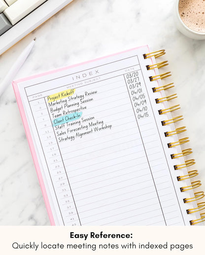 Lamare Meeting Notebook for Work Organization – Perfect Work Notebook for Note Taking, Meeting Planner and Office Supplies for Men & Women