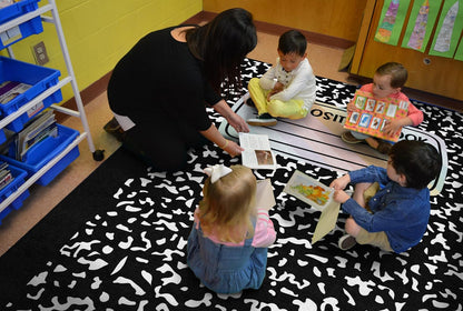 Flagship Carpets Composition Notebook Educational Area Rug for Kids Room Seating Décor, Children's Classroom, Play Carpet for Teaching and Playroom, 7'6" x 12'