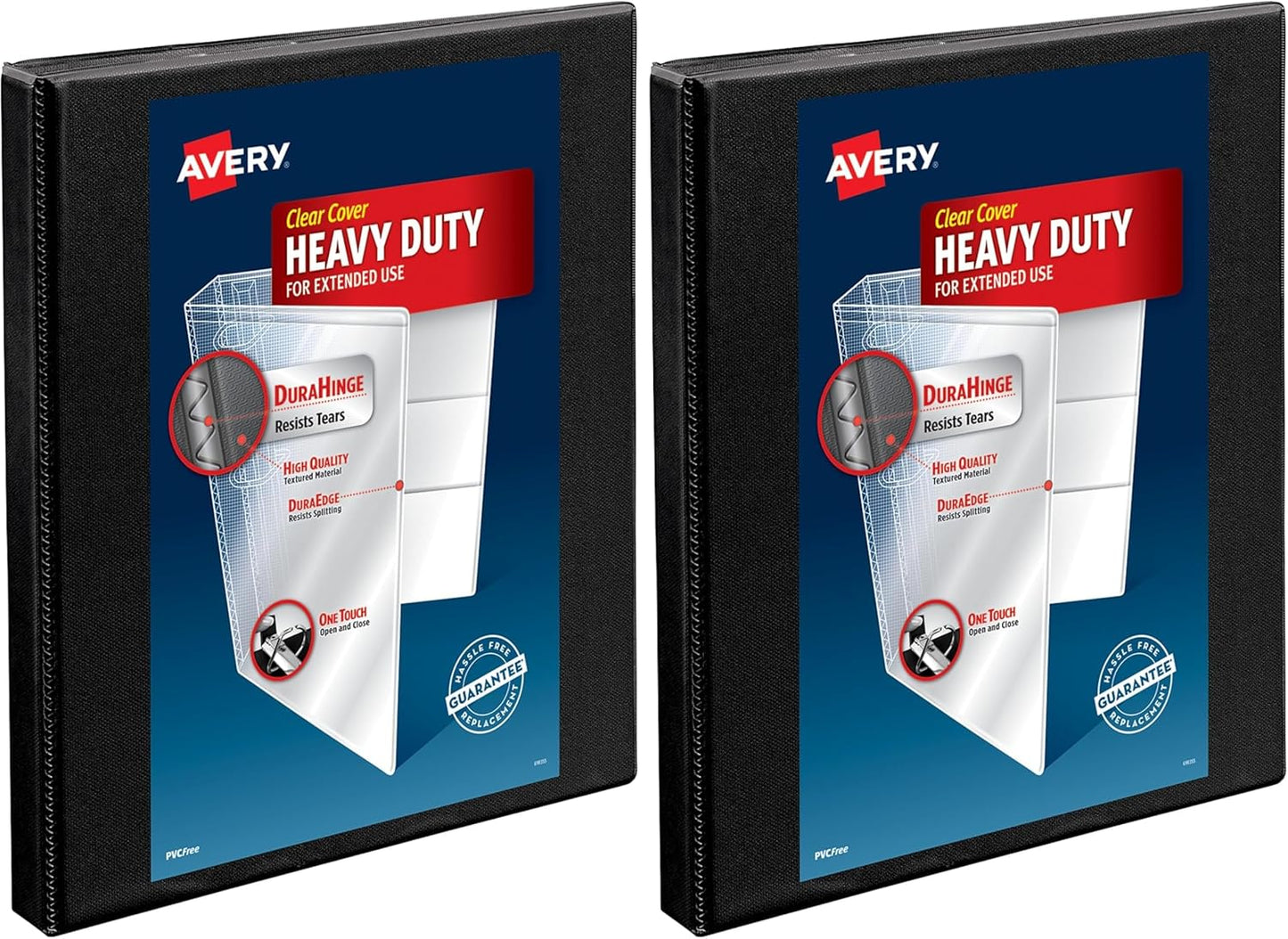 Avery Heavy-Duty Nonstick View 3 Ring Binder, 1/2 inch Slant Rings, 135-Sheet Capacity, Black (05233)