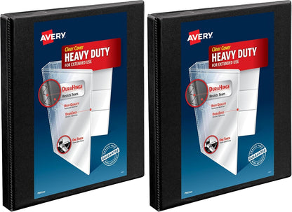 Avery Heavy-Duty Nonstick View 3 Ring Binder, 1/2 inch Slant Rings, 135-Sheet Capacity, Black (05233)