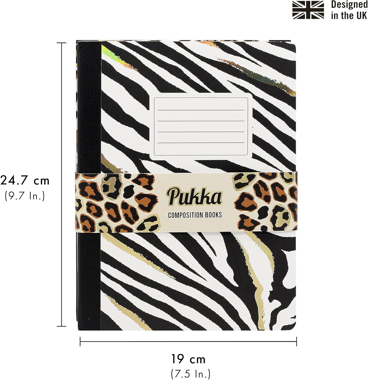 Pukka Pad, Composition Notebooks - 3 Pack of Journals Featuring 140 Pages of College Ruled 80GSM Paper with Sturdy Cover Stock - 9.75 x 7.5in - Bloom
