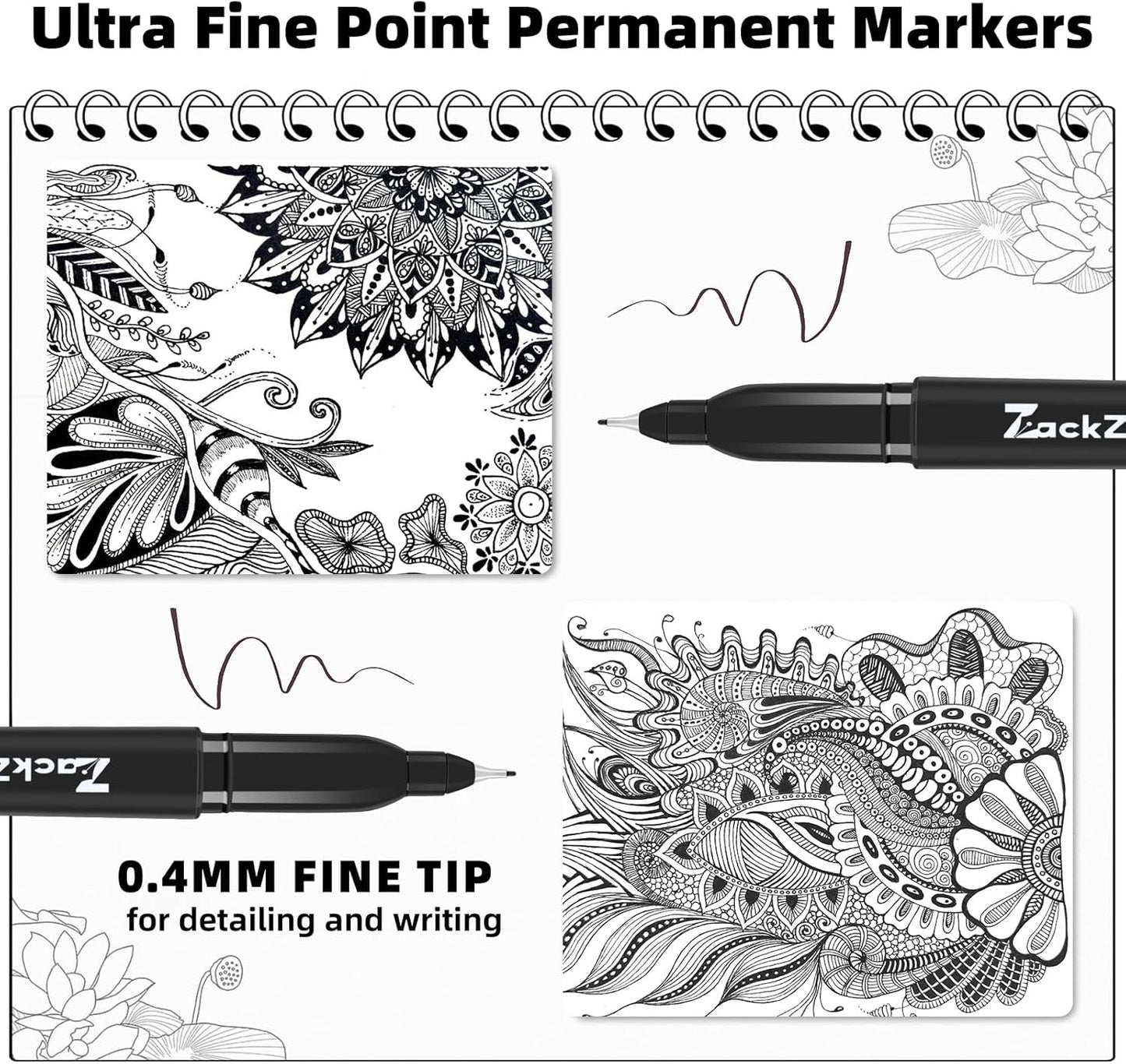 Ultra Fine Point Permanent Black Marker, 18 pack Permanent Markers, Permanent Markers Ultra Fine Tip 0.4 mm Tip, Waterproof & Fade-Proof Ink, Quick Drying, Writing on Paper, Plastic, Metal, Glas