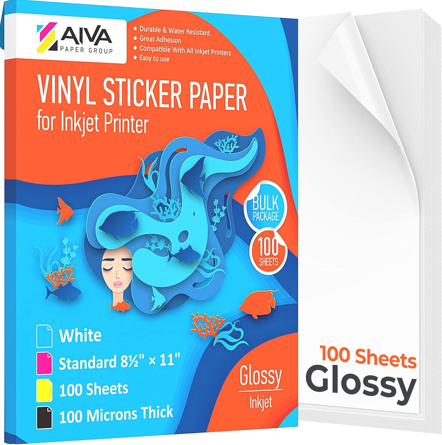 Limia's Care Printable Vinyl Sticker Paper for Inkjet Printer - Glossy White - 15 Self-Adhesive Sheets - Waterproof Decal Paper - Standard Letter Size 8.5"x11"