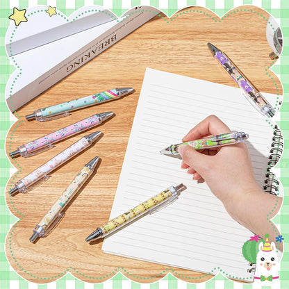 Ireer 8 Pcs Ballpoint Pens for Women 1.00 mm Cute Black Ink Pens Fine Point Smooth Writing for Journaling Aesthetic Office Supplies (Mahjong)