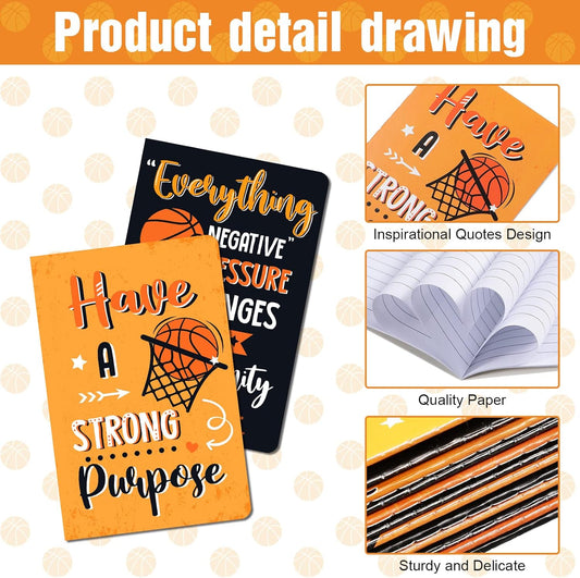 Sabary 24 Pieces Mini Basketball Inspirational Notepad Basketball Party Favor Small Memo Spiral Journal Notebook Pocket for Kid Teenager Classroom Birthday Party Supplies Sports Gift Bulk Prizes