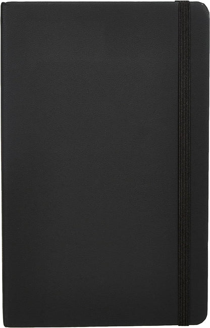 Amazon Basics Classic Lined Writing Notebook for Note Taking and Journaling, Hardcover with Elastic Closure, 240 Pages, 5" x 8.25", Black