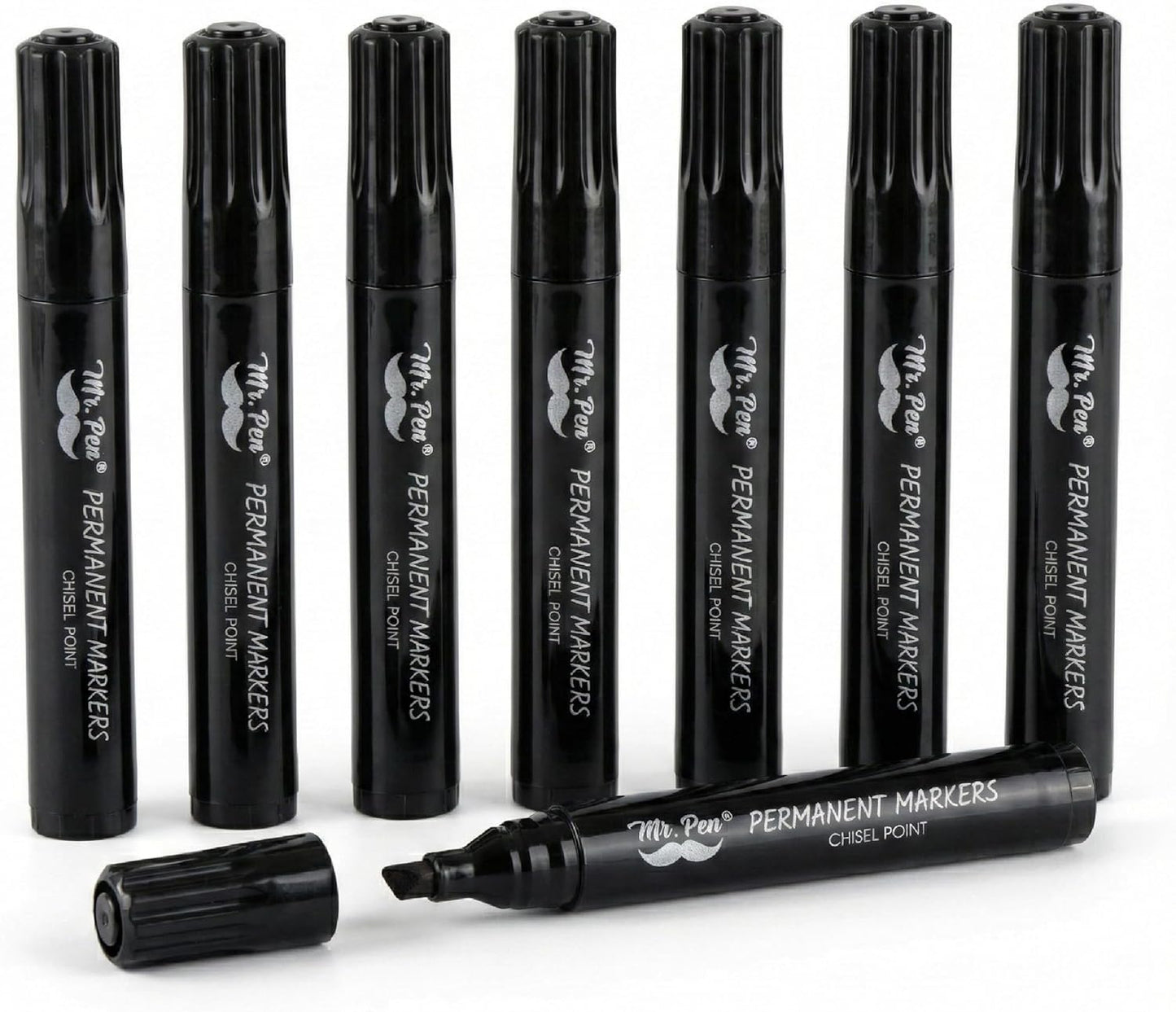 Mr. Pen- Black Permanent Markers, 8 Pack, Thick Markers, Chisel Tip Permanent Marker Chisel Tip Black Marker