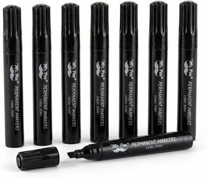 Mr. Pen- Black Permanent Markers, 8 Pack, Thick Markers, Chisel Tip Permanent Marker Chisel Tip Black Marker