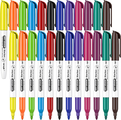 SFAIH Fine Tip Dry Erase Markers - 24 Pack Black Whiteboard Erasable Markers Bulk for Kids Adults, Ideal for Classroom School Office Home Use on White Board, Non-Toxic Easy Clean