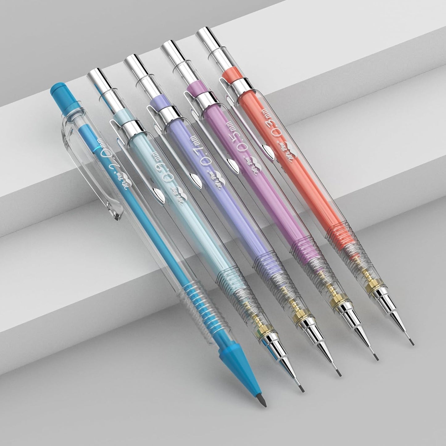Mr. Pen- Art Mechanical Pencil Set, 5 Vintage Mechanical Pencils (0.3, 0.5, 0.7, 0.9, 2.0mm), 5 HB Lead Refills & 10 Eraser Refills, Precision Drawing Pencils for Sketching, Writing & Artwork