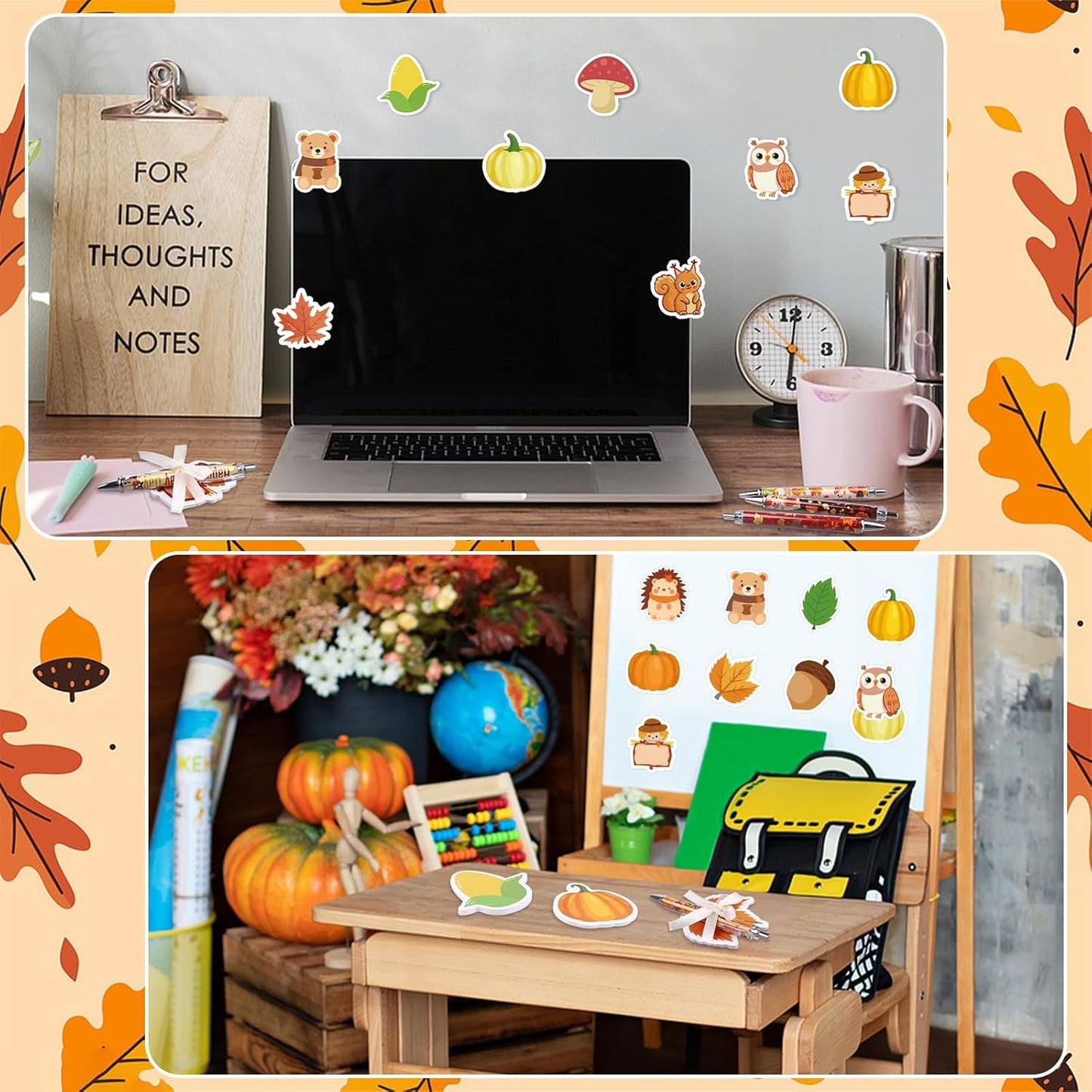 28 Sets Easter Sticky Notes Pads and Pens Set Corn Pumpkin Maple Leaf Acorn Shaped Notepads Harvest Memo Pads Self-Stick Notes Pads for School Office Supplies Fall Party Classroom Gifts