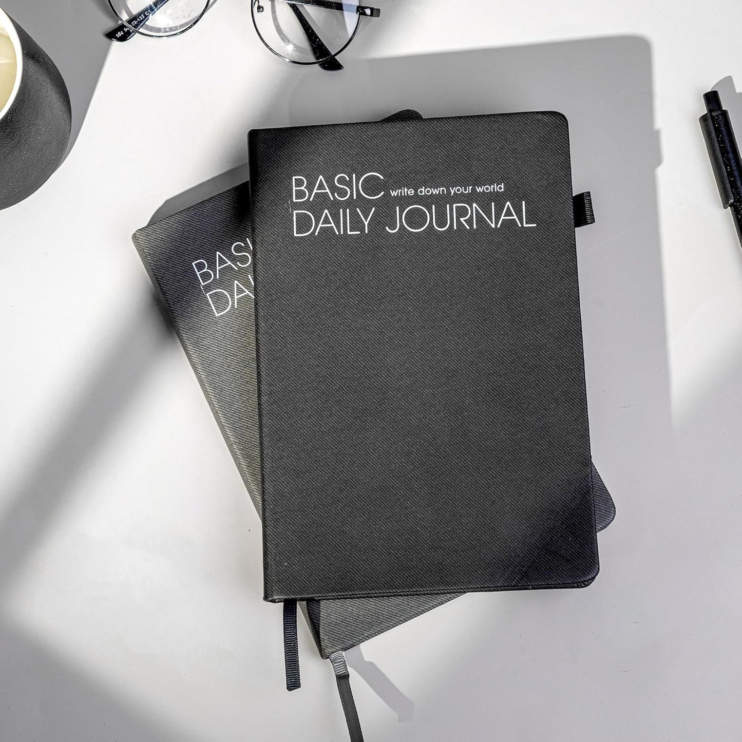 CAGIE Journal Notebook for Women Men, Hardcover Lined Notebooks Journals for Writing Work Journaling Note Taking Diary with Pen Loop (Black Ruled), Gifts, 5.7" x 8.3", 196 Pages