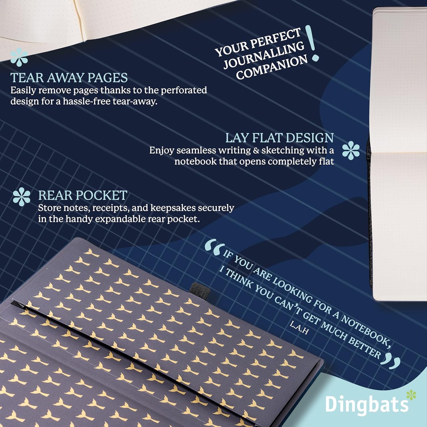 Dingbats* - Wildlife Lined Extra Large A4 Notebook - PU Leather Hardcover Journal for Work, Writing - Pocket, Elastic Closure, Pen Holder, Bookmark