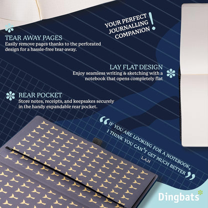 Dingbats* - Wildlife Lined Extra Large A4 Notebook - PU Leather Hardcover Journal for Work, Writing - Pocket, Elastic Closure, Pen Holder, Bookmark