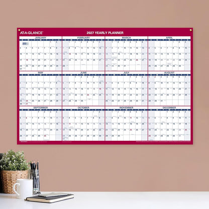 AT-A-GLANCE 2026 Erasable Calendar, Dry Erase Wall Planner, 12" x 16", Small, Vertical-Horizontal, Reversible, Compact (PM330B2826)