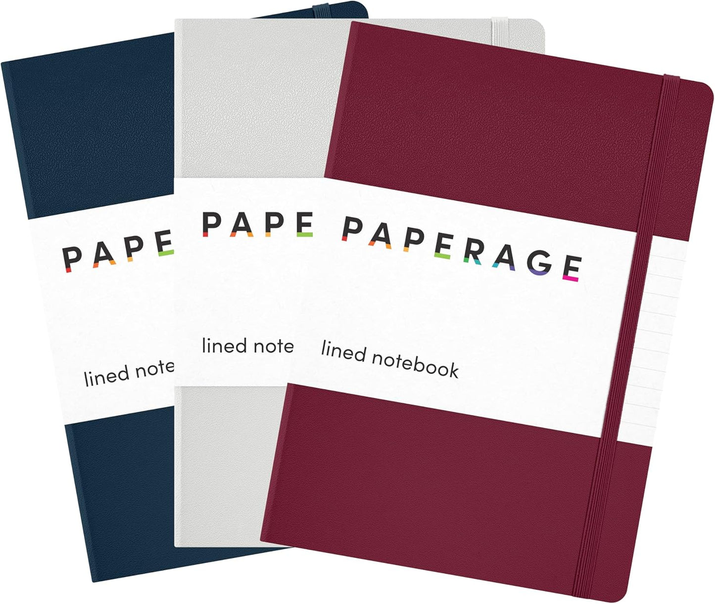 PAPERAGE Lined Journal Notebook, (Black), 160 Pages, Medium 5.6 in x 8 in - 100 GSM Thick Paper – Hardcover Journaling Notebook for Work, School & Note Taking