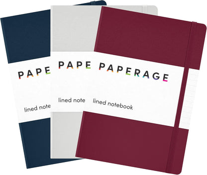 PAPERAGE Lined Journal Notebook, (Black), 160 Pages, Medium 5.6 in x 8 in - 100 GSM Thick Paper – Hardcover Journaling Notebook for Work, School & Note Taking