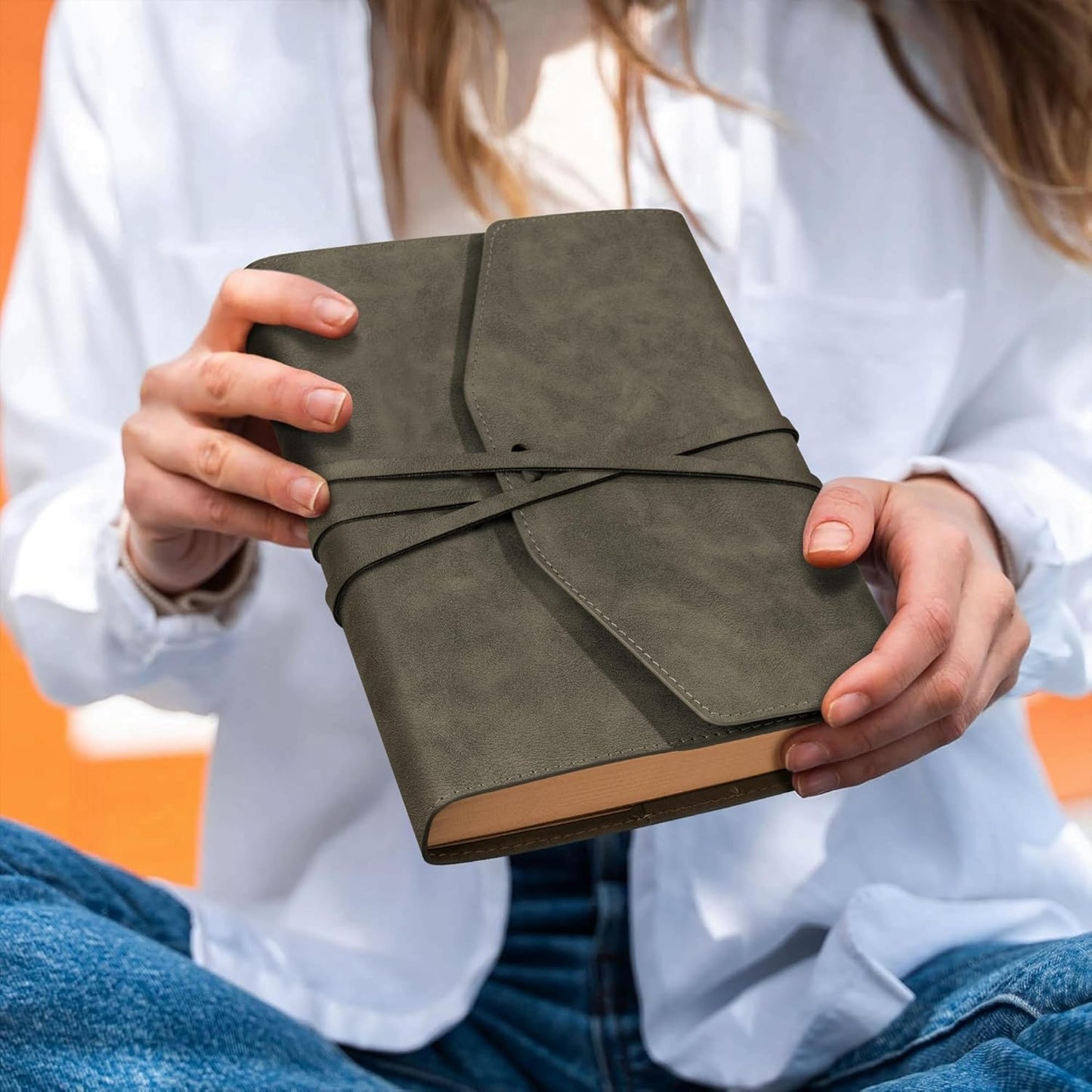 MINICAGIE Journal Notebook for Men Women Gifts Hardcover Leather Mens Journals for Writing 288 Pages 100 Gsm Paper Thick Journaling Notebooks for Work Diary, 5.7x8.3 In, Blue