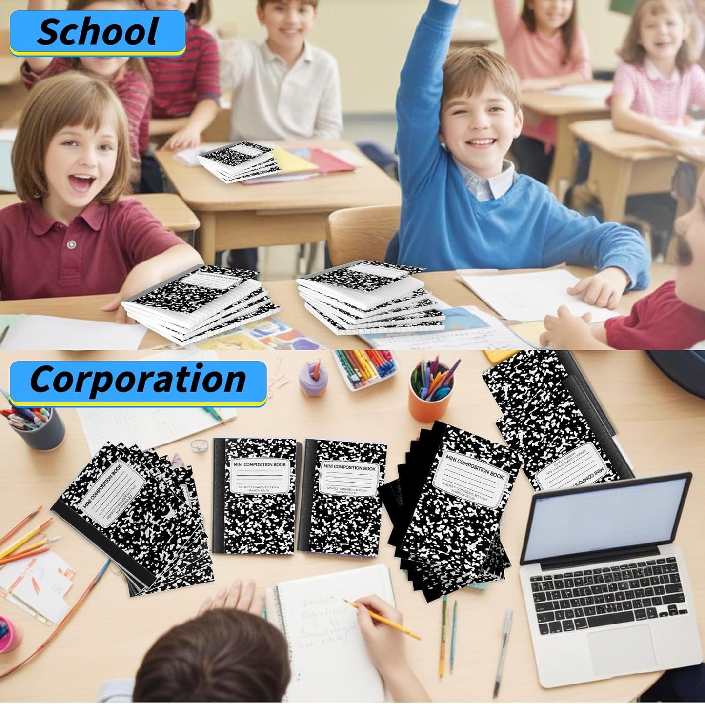 24 Pack 9.75 x 7.5 in Large Composition Notebooks Bulk 12 Color Wide Ruled Composition Books Marble Journal Notebook 60 Sheets per Book for Aldult Student College Office Back to School Supplies