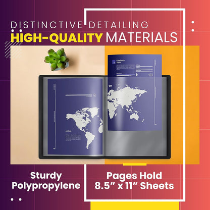 Better Office Products 24 Pocket Bound Presentation Book, Black, Clear View Front Cover, 48 Sheet Protector Pages, 8.5" x 11" Sheets, Art Portfolio, Durable Poly Covers, Letter Size (2 Pack)