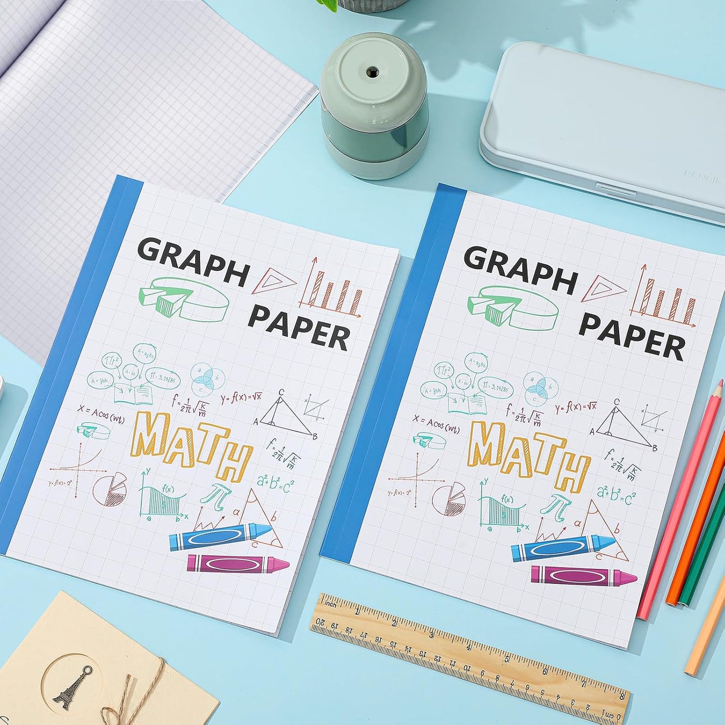 Ctosree 3 Pcs Graph Paper for Kids 1/2 Inch Squares Math Graph Paper Composition Notebook 8.5 x 11 Inches Quad Ruled Grid Notebook for Kids School Supplies