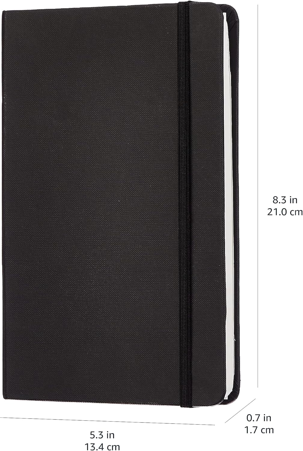 Amazon Basics Classic Lined Writing Notebook for Note Taking and Journaling, Hardcover with Elastic Closure, 240 Pages, 5" x 8.25", Black