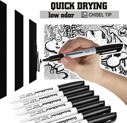 Dabo&Shobo Dry Erase Markers Bulk, 120 Count Black Whiteboard Markers, Low Odor Dry Erase Markers, Chisel Tip, Suitable for School, Office, or Home