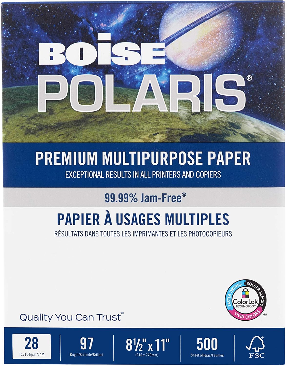 Boise Paper Premium Multipurpose Copy Paper | 8.5" x 11" Letter | 97 Bright White, 24 lb. | 10 Ream Carton (5,000 Sheets)