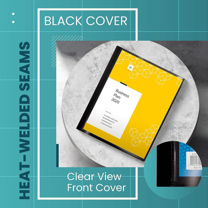 Better Office Products 60 Pocket Bound Black Presentation Book, with Clear View Front Cover, 120 Sheet Protector Pages, 8.5" x 11" Sheets, Art Portfolio, Durable Poly Covers, Letter Size