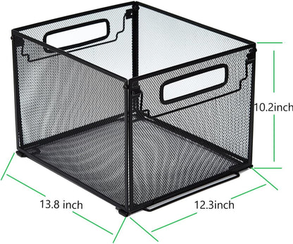 SETTFRFE Letter Size Metal Mesh Hanging File Folder Organizer Crate Basket, Black