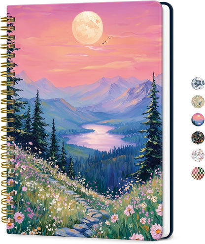 ZOTIA Lined Spiral Journal for Women, A5 Cute Hardcover College Ruled Notebook for Work, School & Note Taking, Aesthetic Writing Journal, 140 Pages (5.8" x 8.3"), Blue Floral