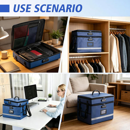 EXLIFBAG File Organizer, Fireproof File Box with Lids, Important Document Organizer Box with Lock, Portable File Folder Organizer with Handle