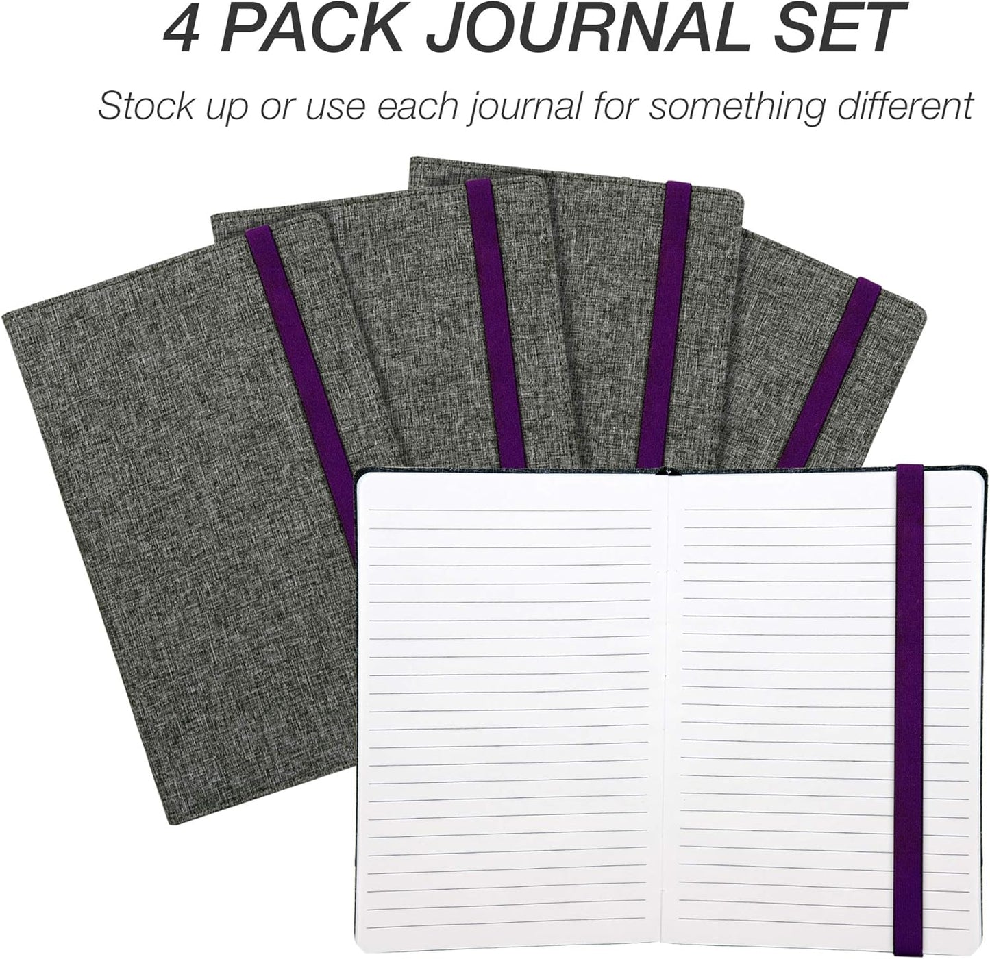 Samsill Large Hardcover Notebook, 240 Lined Notebook Pages, Black, 7.5 x 10 Inch