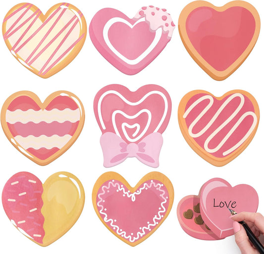 9 Packs Dessert Sticky Notes Sweet Heart Dessert Chocolate Cookie Self-Adhesive Writing Notepads Memo Pads Office School Stationery Supplies Party Favors Classroom Exchange Gifts, 270 Sheets