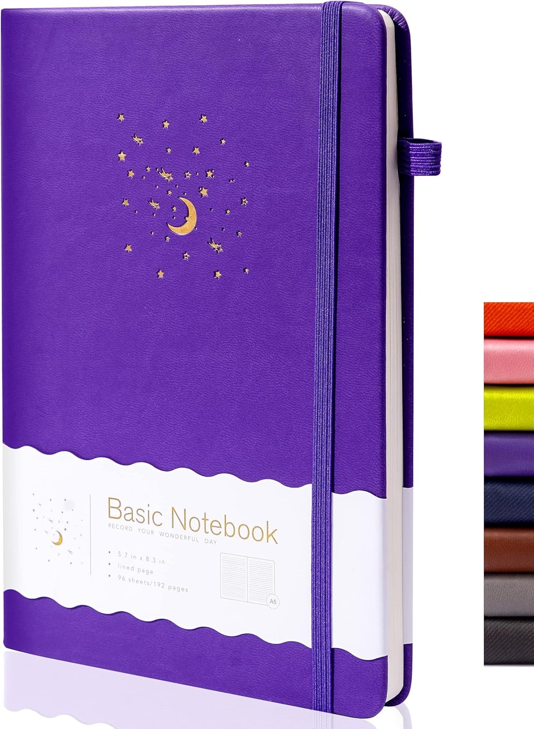 CAGIE Journal Notebook for Women Men, Hardcover Lined Notebooks Journals for Writing Work Journaling Note Taking Diary with Pen Loop (Black Ruled), Gifts, 5.7" x 8.3", 196 Pages