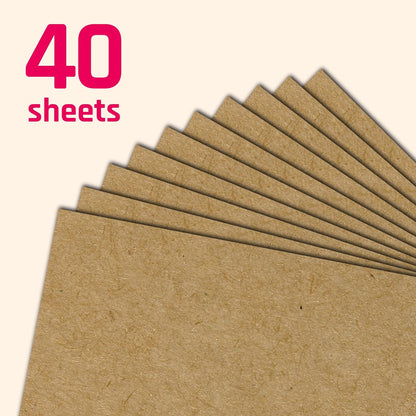 40 Sheets, Brown Kraft Cardstock, 300 GSM (110 lb. Cover) 8.5 x 11 inches